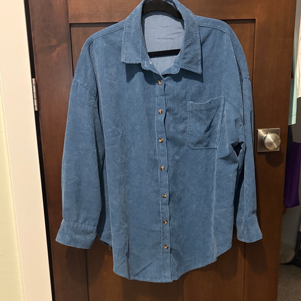 Blue Corduroy Men's Shirt